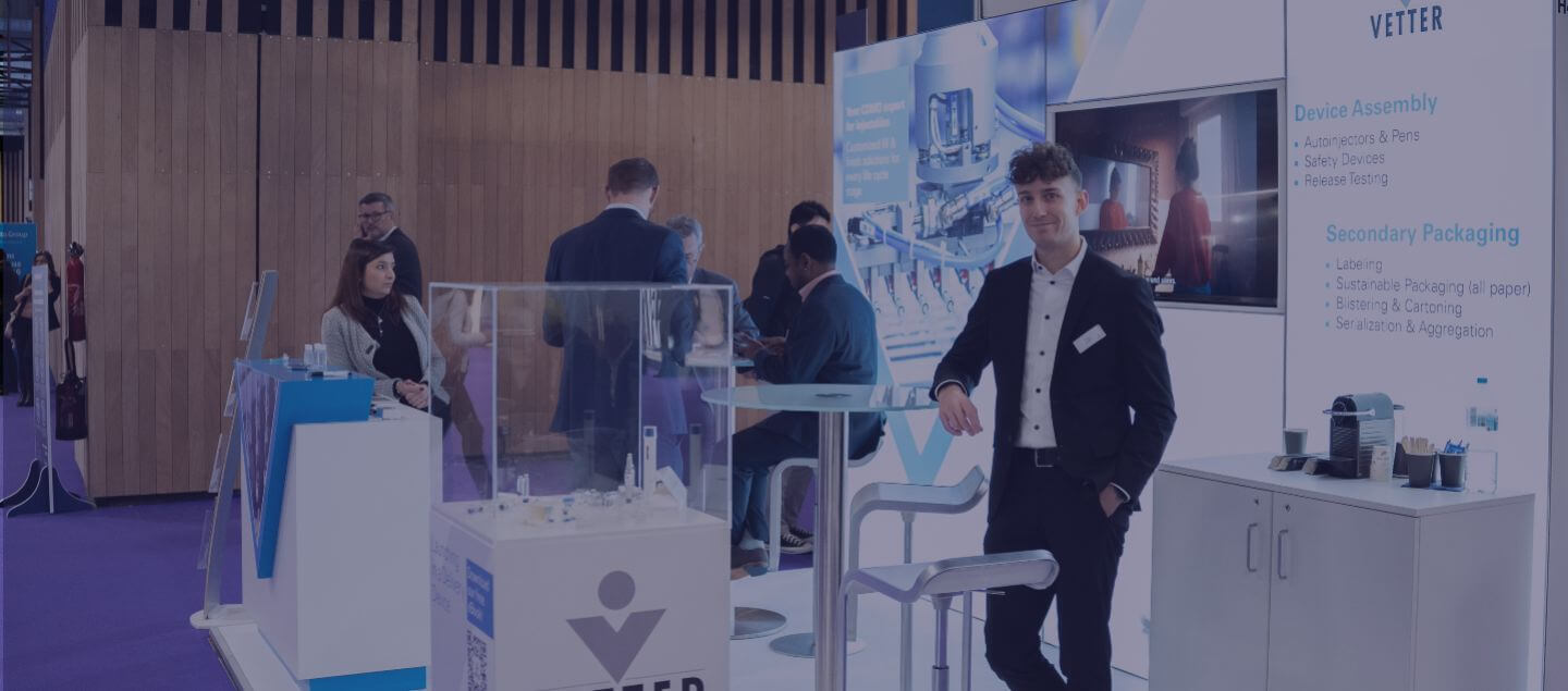 Pharma professionals at exhibition stand at Pharmapack Europe